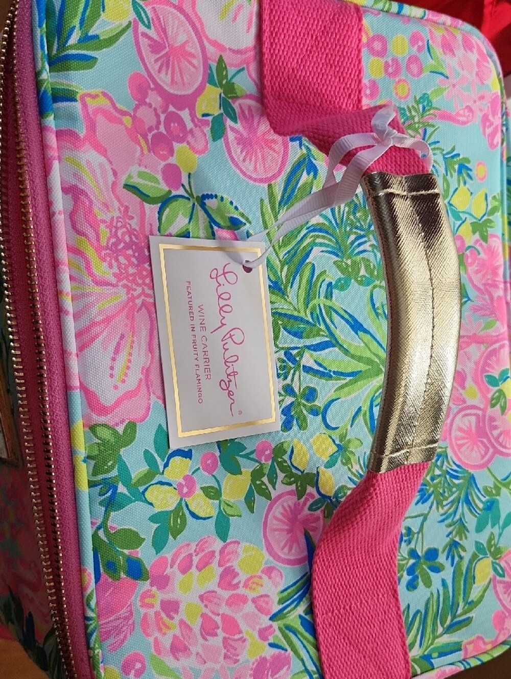 Lilly Pulitzer Pink Floral Cooler bag with Multicolor Tropical Print - Picture 3 of 6